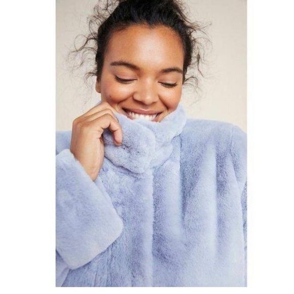 Anthropologie Blue Moonlight Faux Jacket Coat - Picture 12 of 12